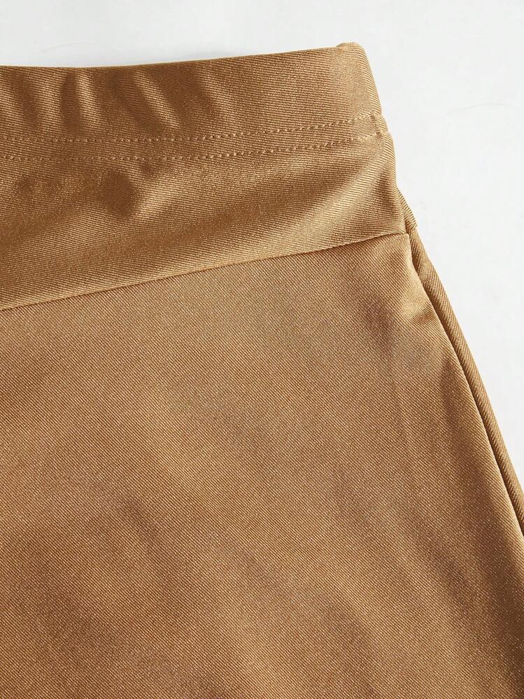 Celure Falda asimétrica marrón para fiesta de talla grande para mujer de unicolor - Café integral - Añade 5