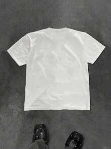 Manfinity Homme T-shirt à manches courtes simple avec imprimé lettre, décontracté pour hommes