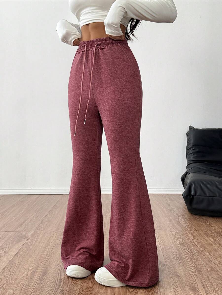 Chiquease Women's Casual Burgundy Red Wide Leg Sweatpants - Red - View 1