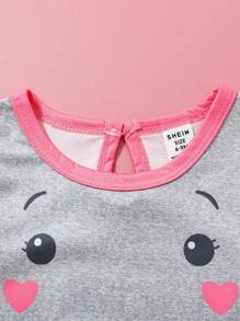 SHEIN 女宝宝休闲日常可爱卡通大象图案印花圆领无袖背心，适合春夏季外出、动物园和拍照 - 西瓜粉 - 查看 7