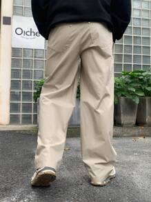 DAZY Men's All-Match Khaki Straight Leg Casual Trousers