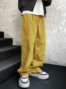 Manfinity Hypemode Men Casual Solid Drawstring Waist Pants