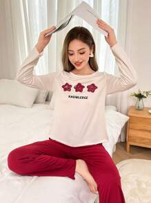 Dream Adore Women's Red Floral Print Casual Sleepwear Set, Stylish And Comfortable For Daily Wear