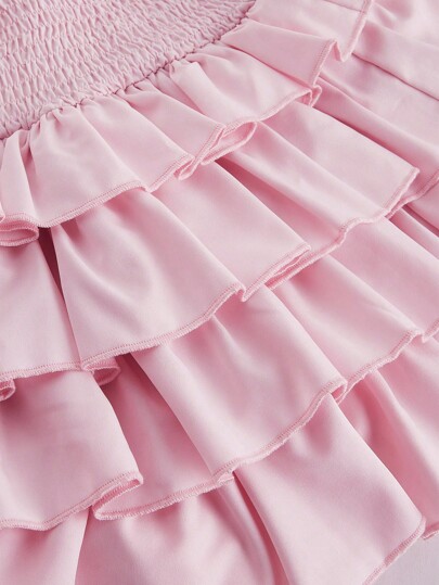 J-Fashion Women's Valentine's Day Solid Cupcake Skirt, Soft Pink