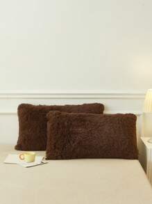 3pcs Coffee Brown Plush Shaggy Fleece Duvet Cover Set, Soft Warm Faux Fur And Skin-Friendly Duvet Cover Set, With Zippered Comforter Cover, Luxurious Solid Color Design For Bedroom And Guest Room, Easy Care And Maintenance, Hypoallergenic, And Durable, King Queen Full Twin Size Bed, 1 Duvet Cover And 2 Pillowcases