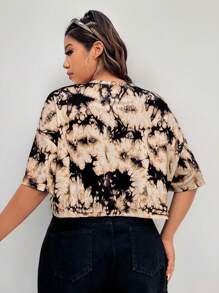 Muchica Plus Size Women's Tie Dye Print Cropped T-Shirt For Summer - Multicolor - View 7
