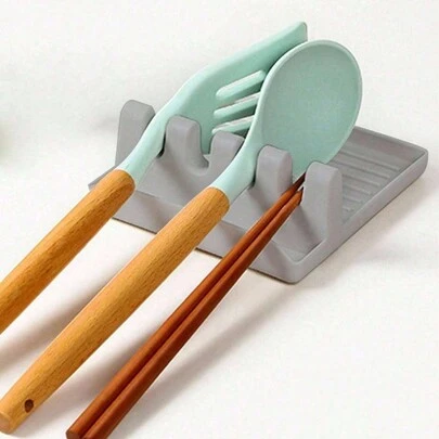 SHEIN 1 Giá để đồ dùng trên bếp, Giá để thìa/muôi/thìa kèm miếng lót hứng mỡ & Giá để nắp nồi cho nhà bếp, Giá để đồ dùng nấu ăn không bị nhỏ giọt, Giá để thìa nhà bếp đa năng kèm giá để nắp