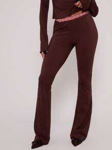 MUSERA Pantalón acampanado con encaje asimétrico en la cintura, ideal para vacaciones en primavera y verano, sexy
