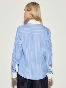 AiiRZ Fitted Stripe Shirt With Contrast Collar And Cuffs