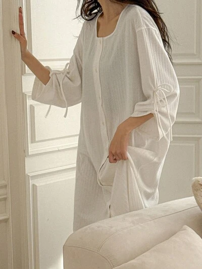 Solid Color Loose Long Comfortable Women's Nightgown Pajama