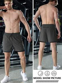 Manfinity Sport Corelite Men's Casual Drawstring Waist 2 In 1 Sports Shorts Grey Shorts