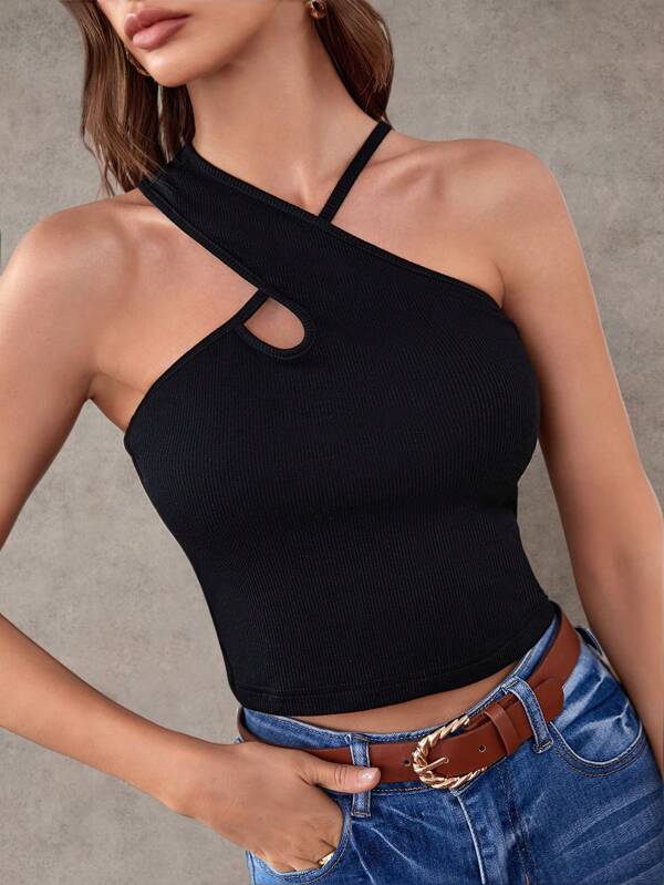 SHEIN BAE Crisscross Solid Crop Top