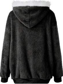 INAWLY Chaqueta Con Capucha Y Cordón Para Mujer De Talla Grande Y De Felpa