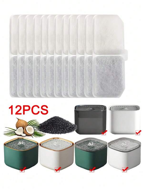 12 Stück / 6 Stück Ersatzfilter für Haustier Wasserspender - kompatibel mit automatischen Hunde/Katzen Wasserbrunnen, Aktivkohle für sauberes Wasser, universell passend für Haustiere, verbessert Wasserqualität, langanhaltend Filterkartusche