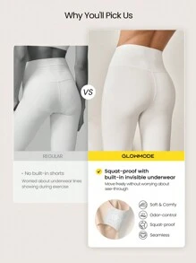GLOWMODE 28" FeatherFit™ Mini Flare Crossover Waist Leggings With Built-In Underwear Low Impact Yoga Pilates Daily - White - View 2