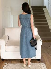 DAZY Abito in jeans casual senza maniche con lavaggio