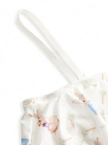 少女花卉印花荷叶边文胸套装 - 藍色 - 查看 3