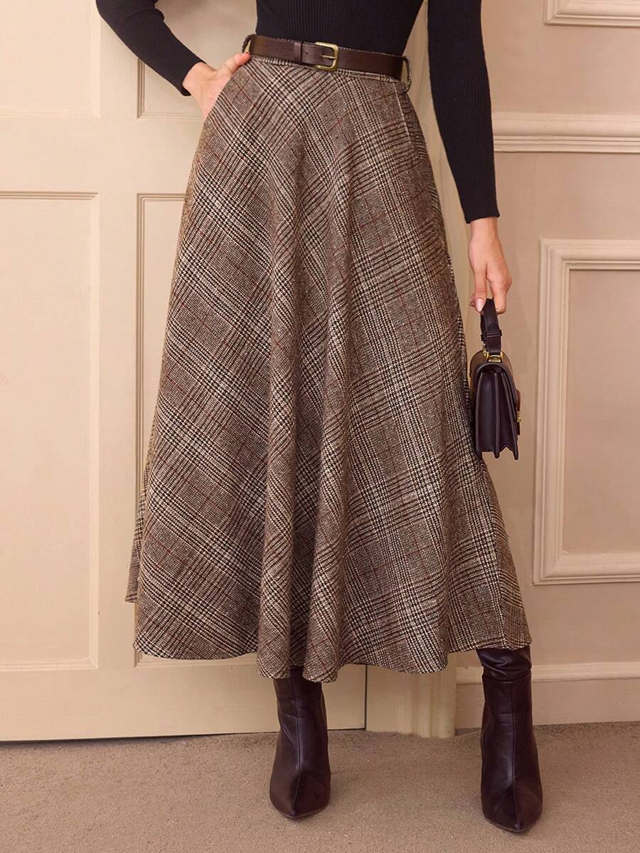 Vintamour Plus-Size Women's Skirt, Spring Wear, Vintage Wear, Elegant Women's Wear,Vintage Birthday Skirt ,Cute Clothes Plaid Skirt