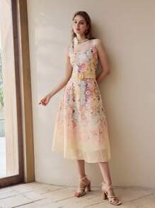 MOTF PREMIUM FLORAL EMBROIDERY A LINE TANK DRESS