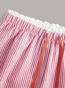 SHEIN EZwear Pantalones casuales holgados de pierna ancha de cintura alta con rayas tejidas para mujer