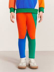 SHEIN Young Boy's Tight-Fit Casual Contrast Color Pants - Multicolor - View 2