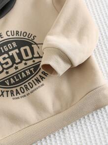 Cozy Pixies 男婴字母印花撞色连帽卫衣 - 彩色 - 查看 5