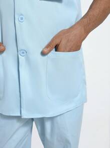 Manfinity Homme 男式纯色短袖和长裤护士服套装