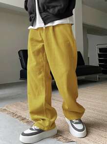 Manfinity Hypemode Men Casual Solid Drawstring Waist Pants