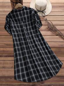 EMERY ROSE Vestido camisa de vacaciones de talla grande con estampado a cuadros, adecuado para el verano