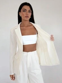 Aloruh Dames Modern Modieus Kraag Taille Getailleerd Wit Pak Jasje, Werkkleding