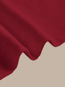 SHEIN BASICS 女士纯色休闲简约时尚 T 恤适合日常穿着 - 酒紅色 - 查看 7