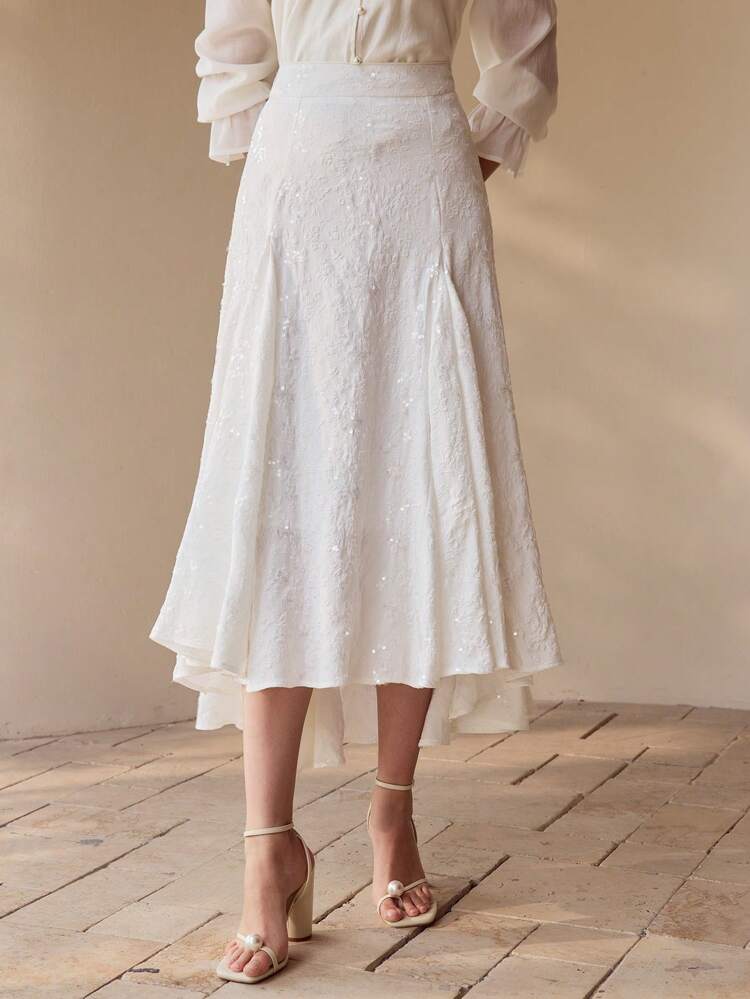GONNA TAGLIO SBIECO JACQUARD