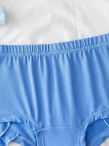 Girls Blue Plaid Mulberry Silk Panty, Underwear - Blue - View 4