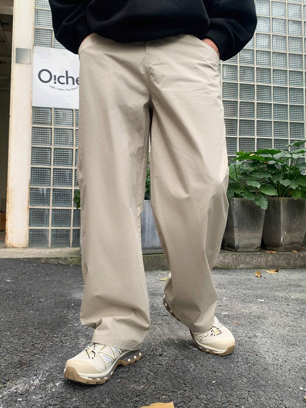 メンズ オールマッチ カーキ ストレートレッグ カジュアルパンツ