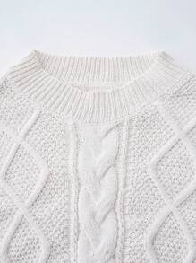 SHEIN Clasi Đầm dệt kim họa tiết hoa 3D thời trang cho nữ ngày lễ hình thoi - Màu be - Xem 7