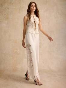 Poéselle Elegantes lässiges weißes Top mit Schleifen-Dekor