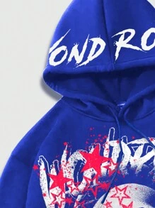 ROMWE MEN Street Life Heren Casual Hoodie Sweatshirt met Grafische Print