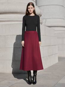BizChic Angola Red A-Line Skirt, Spring Summer Women's Clothing For Christmas, New Year, Party, Holiday, Thanksgiving - Red - View 3