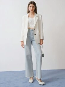 MOTF STUDIO Top corto de tela de malla con parches de flores