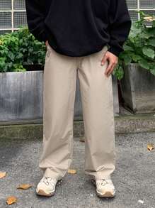 DAZY Men's All-Match Khaki Straight Leg Casual Trousers