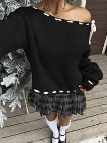 Comfortcana Jersey de mujer de contraste de color para otoño/invierno