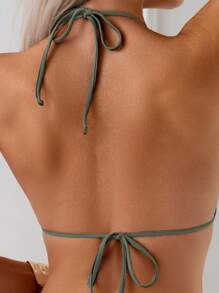 Swim Vcay Women's Special Fabric Shell Pendant Lace-Up Backless Top Summer - Multicolor - View 2