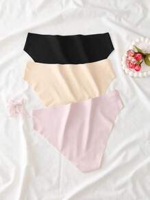 3pcs Minimalist Comfortable Seamless Underwear, Suitable For Teenagers And Daily Wear