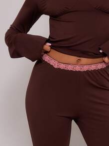 MUSERA Pantalón acampanado con encaje asimétrico en la cintura, ideal para vacaciones en primavera y verano, sexy