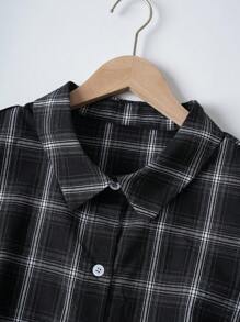 EMERY ROSE Vestido camisa de vacaciones de talla grande con estampado a cuadros, adecuado para el verano