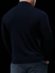 Manfinity Sport Corelite Men's Plain Front Zip Closure Long Sleeve Casual Sports Jacket - Navy Blue - View 2