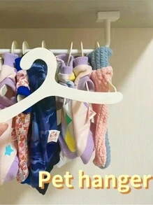 1 套 20 个宠物衣架，适用于狗和猫的隐形衣服撑杆情人节、情人节婚礼、生日、宠物服装衣架迷你服装衣架、小狗猫小猫衣架塑料宠物衣架、适用于小型犬服装的玩偶衣架、宠物、猫 - 白色 - 查看 10