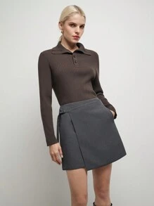 BizChic Szara spódnica Commuter A-Line z rozcięciem z boku, Elegancka spódnica mini do garnituru, Impreza świąteczna, Nowy Rok, Wiosna/Lato dla kobiet