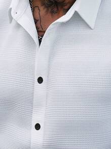 SLATEMANN Ensemble chemise boutonnée et shorts unicolore pour hommes, tenues décontractées de vacances pour mari - Blanc - Voir 4