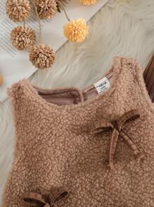 SHEIN Baby Girl Fluffy Dress And Soft Knitted Long Sleeve Top, Autumn/Winter - Multicolor - View 5